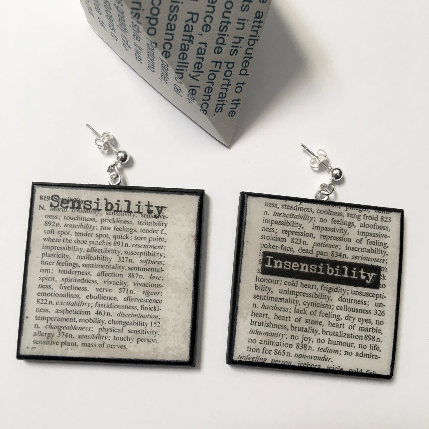 Thesaurus book page earrings