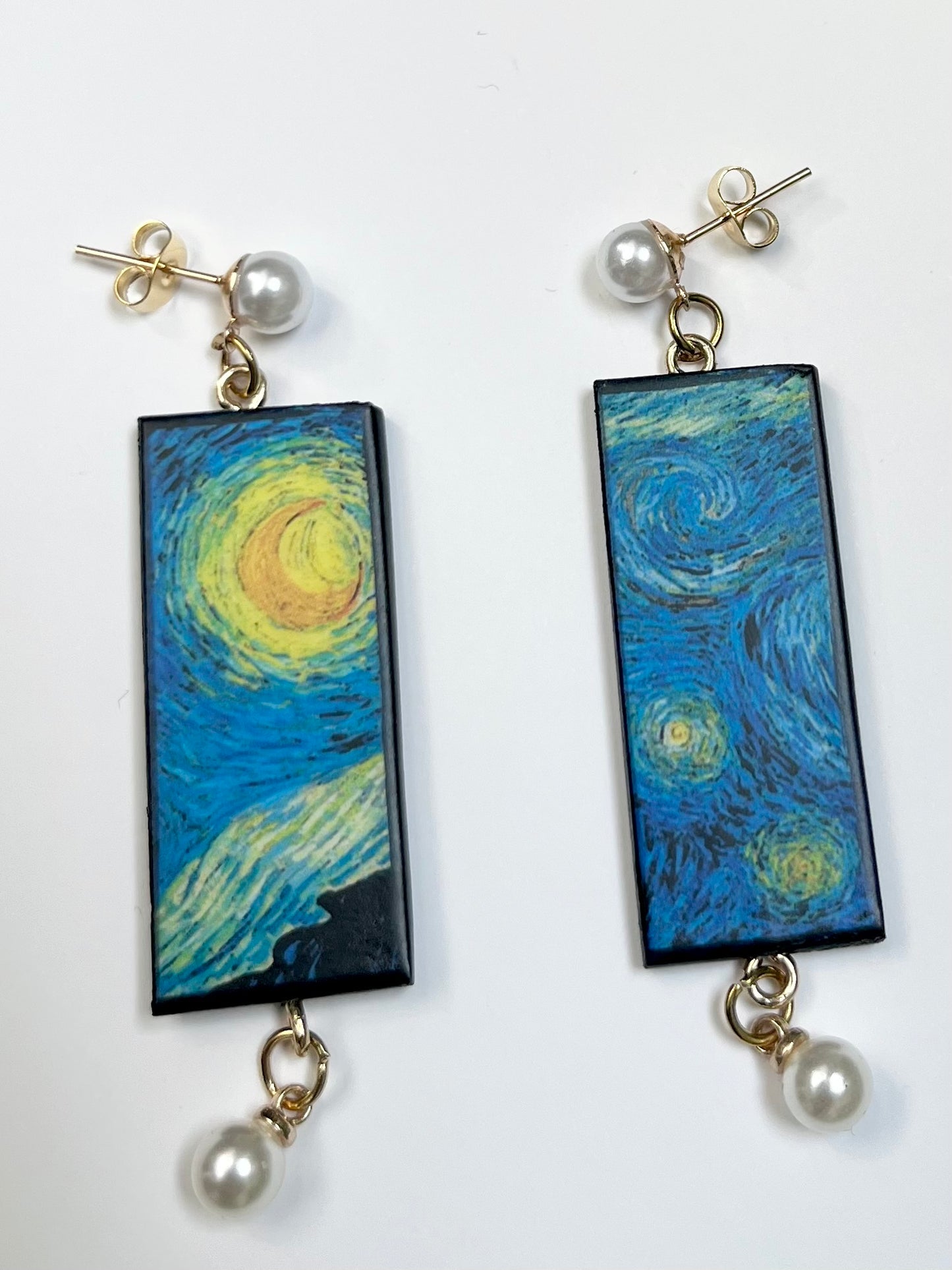 Museum-Inspired Sustainable Earrings Van Gogh|StarryNight|sustainable wood earrings obljewellery