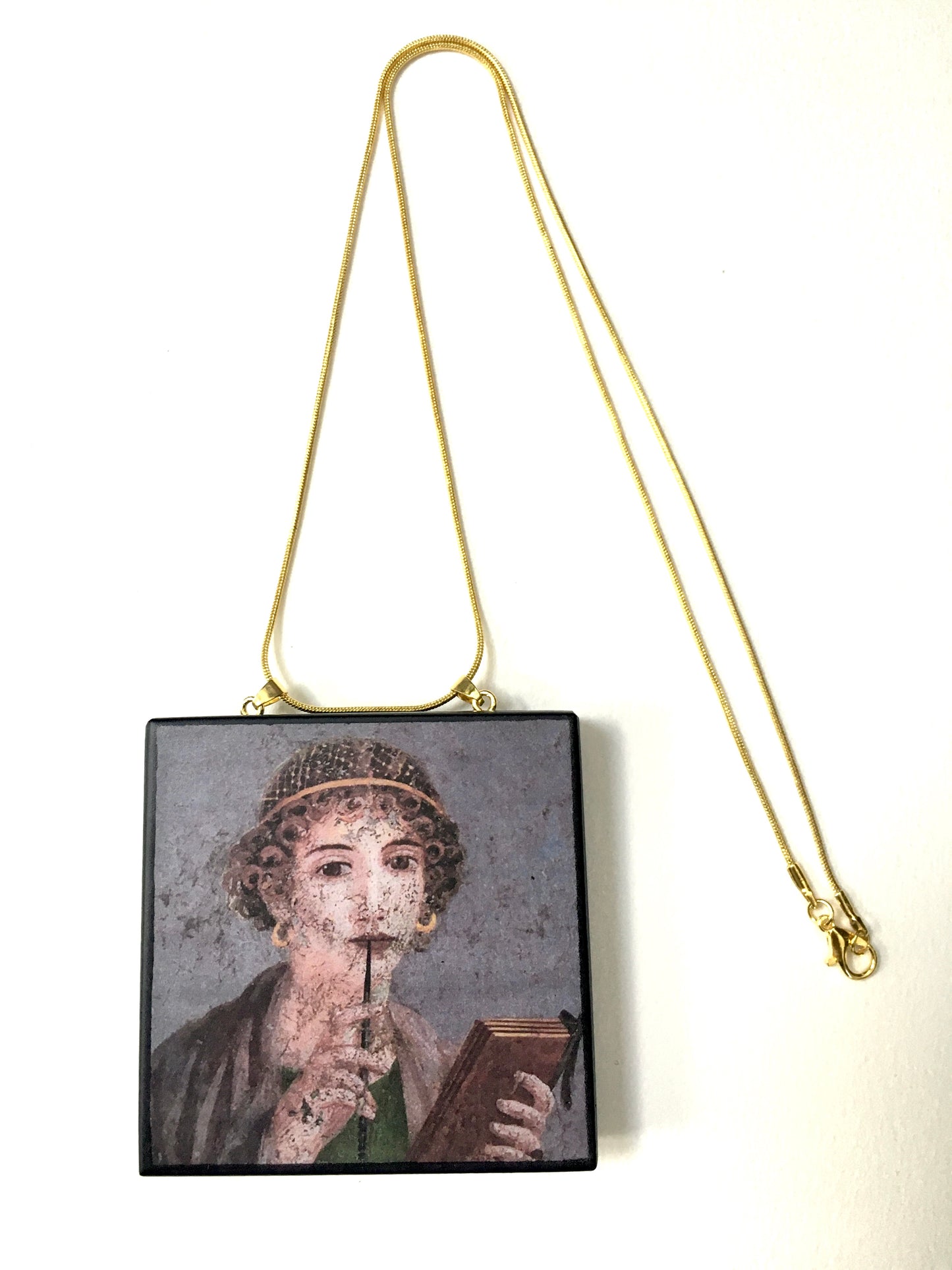 Museum-Inspired Sustainable Necklace Sappho necklace, portrait fresco from Pompeii Obljewellery