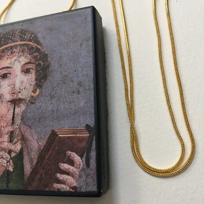 Museum-Inspired Sustainable Necklace Sappho necklace, portrait fresco from Pompeii Obljewellery