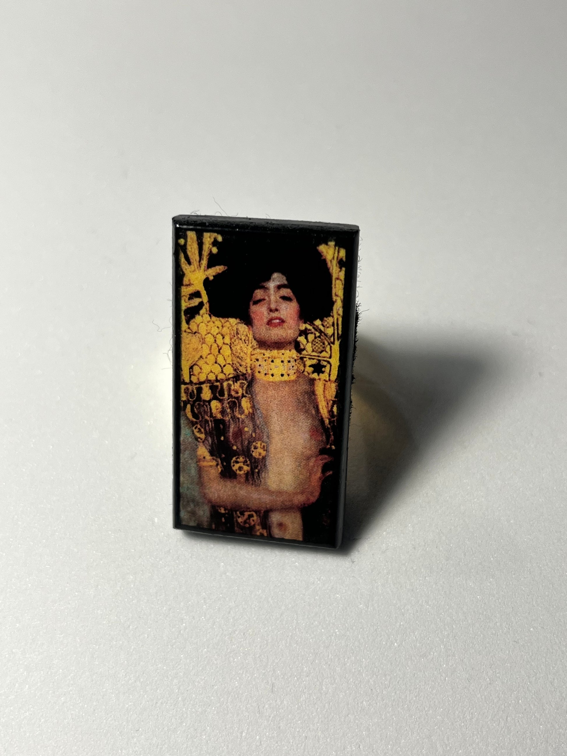 Museum-Inspired Sustainable Rings Judith and the Head of Holofernes, Gustav Klimt wood ring Obljewellery