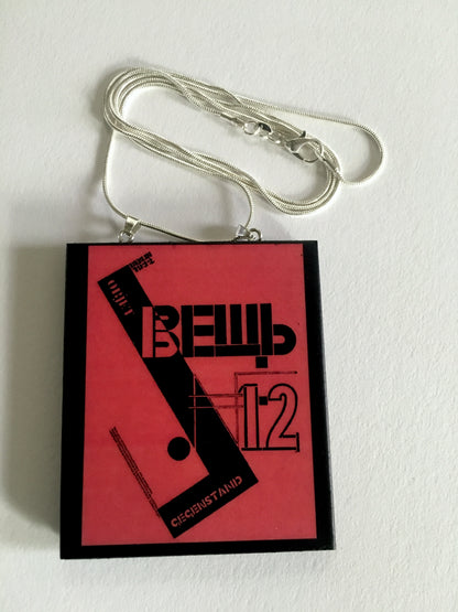 Museum-Inspired Sustainable Necklace El Lissitzky, Object magazine cover necklace pendant Obljewellery