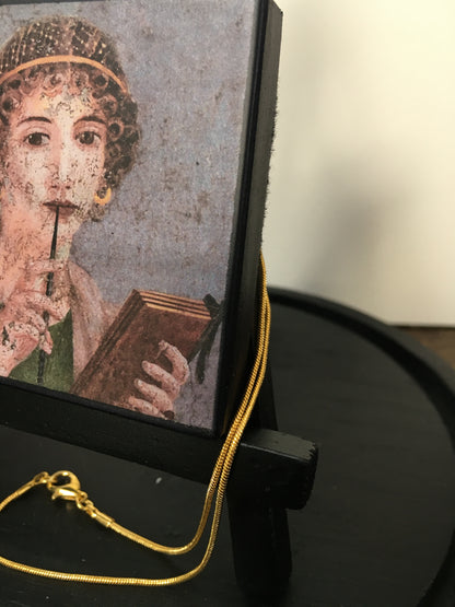 Museum-Inspired Sustainable Necklace Sappho necklace, portrait fresco from Pompeii Obljewellery