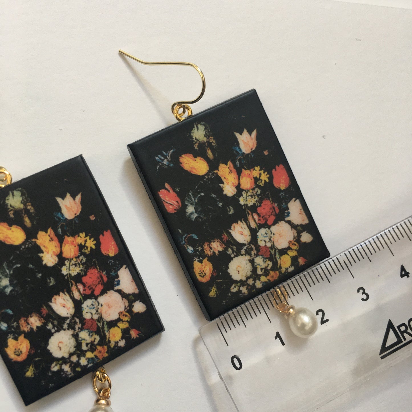 Museum-Inspired Sustainable Earrings Bruegel flower earrings with pearls Obljewellery