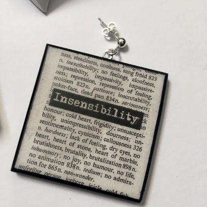 Museum-Inspired Sustainable Earrings Thesaurus book page earrings Obljewellery