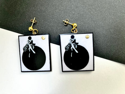 Museum-Inspired Sustainable Earrings Minimalist Bauhaus Wooden Drop Earrings - Sustainable Art Jewelry Obljewellery
