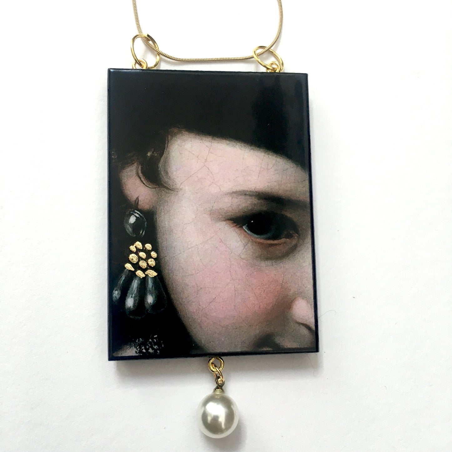 Museum-Inspired Sustainable Necklace Baroque Italian art necklace with pearl Obljewellery