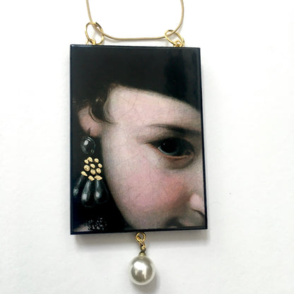 Museum-Inspired Sustainable Necklace Baroque Italian art necklace with pearl Obljewellery