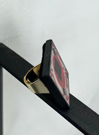 Museum-Inspired Sustainable Rings El Lissitzky Geometric Art Statement Ring – Handmade Sustainable Wood Jewelry Obljewellery