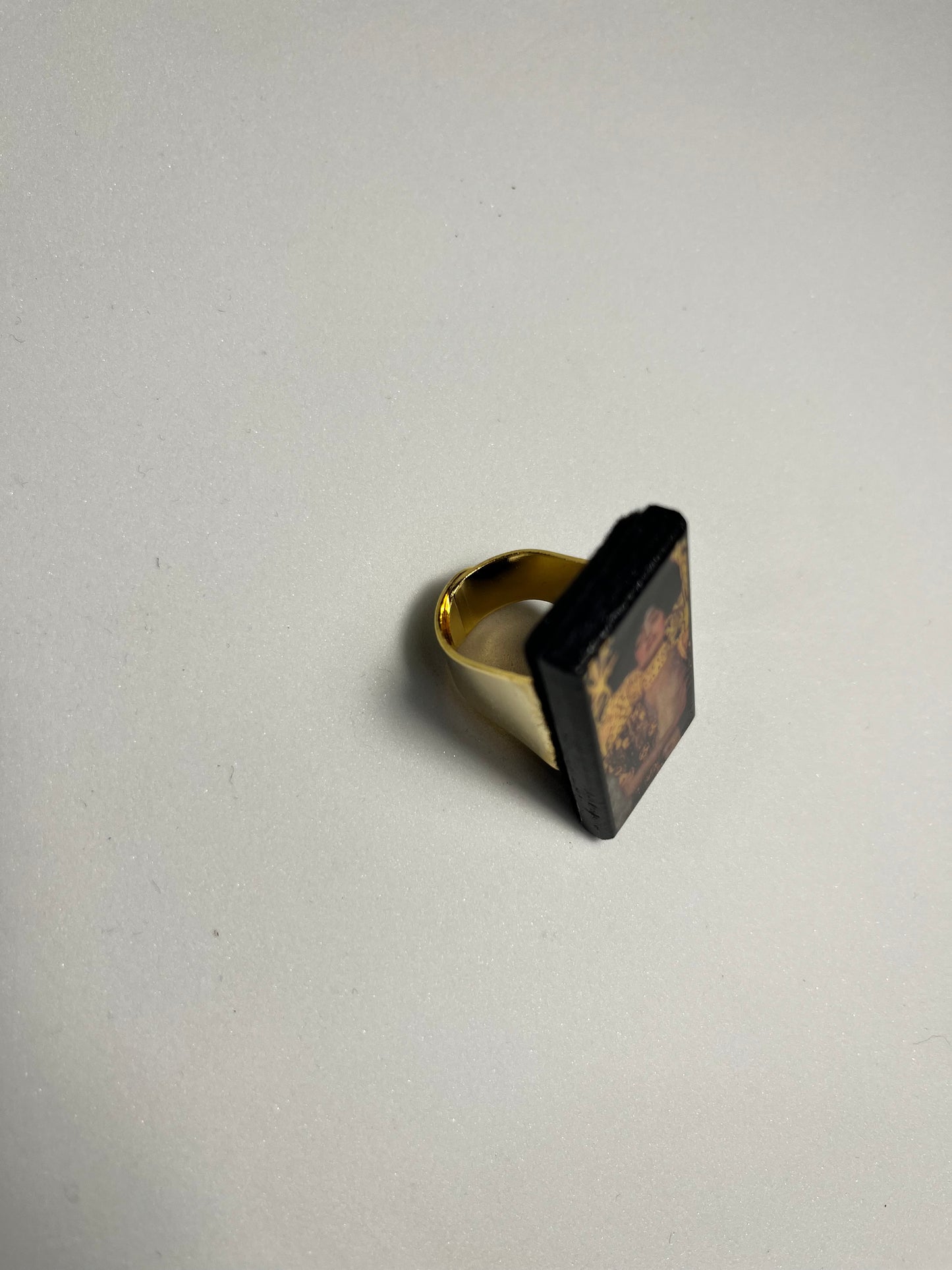 Museum-Inspired Sustainable Rings Judith and the Head of Holofernes, Gustav Klimt wood ring Obljewellery