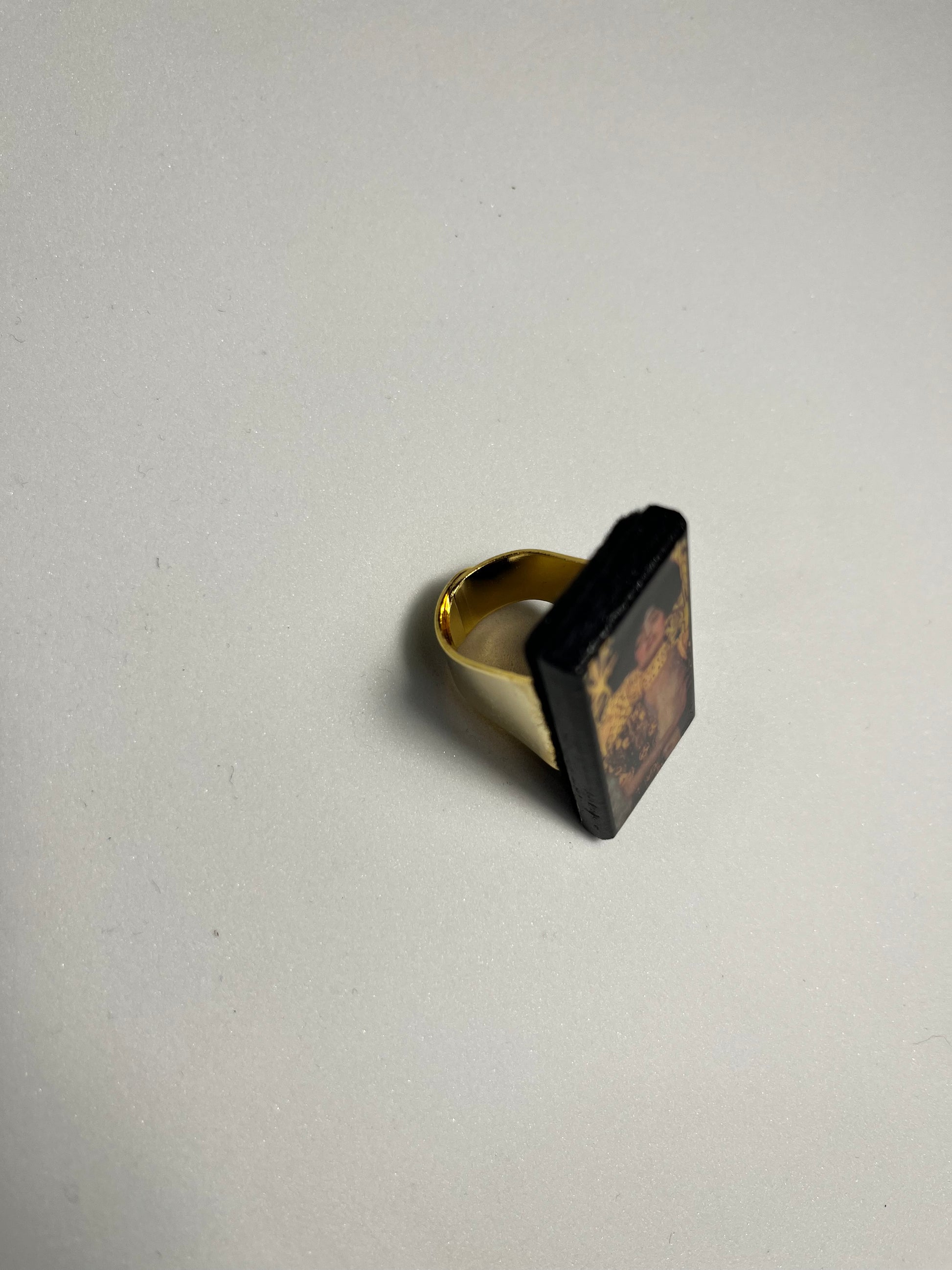 Museum-Inspired Sustainable Rings Judith and the Head of Holofernes, Gustav Klimt wood ring Obljewellery