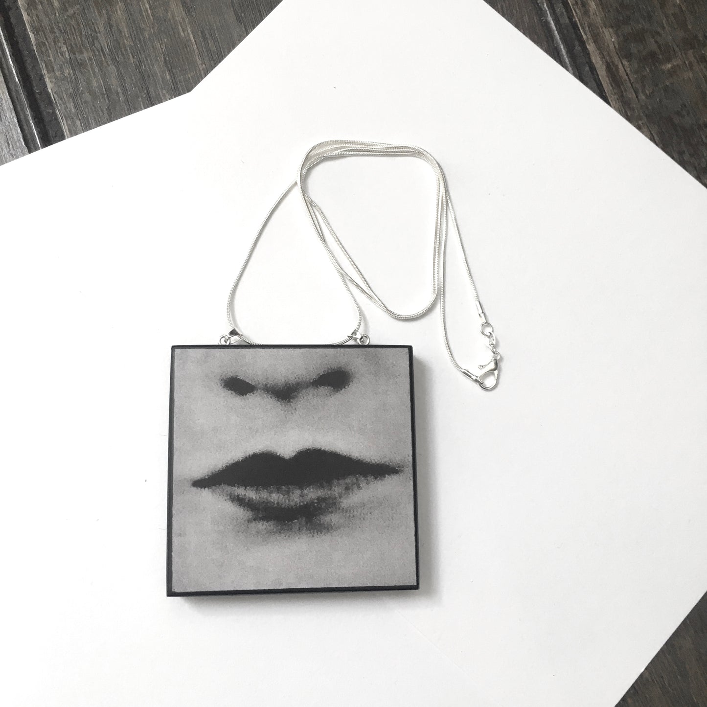 Museum-Inspired Sustainable Necklace Lips Pop art necklace Obljewellery