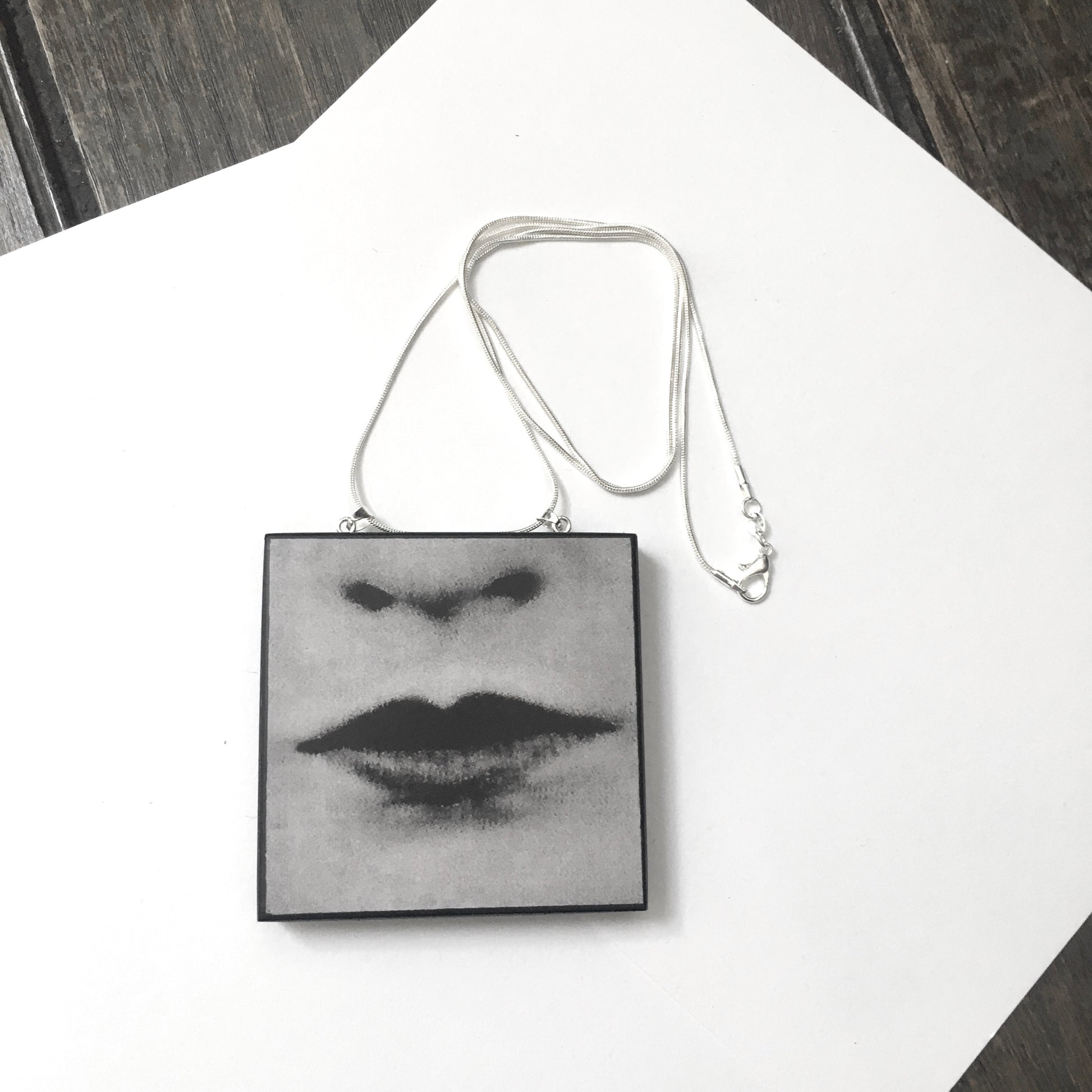 Museum-Inspired Sustainable Necklace Lips Pop art necklace Obljewellery