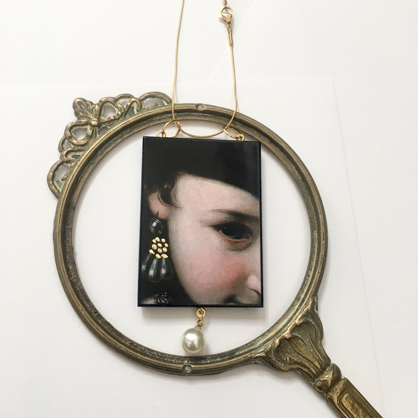 Museum-Inspired Sustainable Necklace Baroque Italian art necklace with pearl Obljewellery