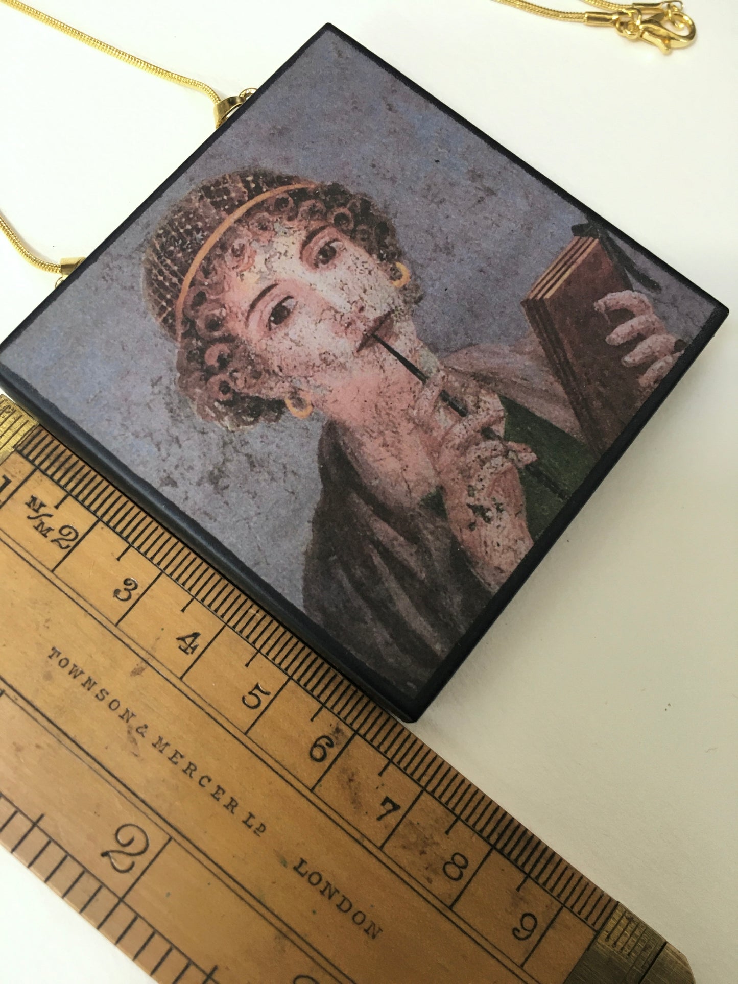 Museum-Inspired Sustainable Necklace Sappho necklace, portrait fresco from Pompeii Obljewellery