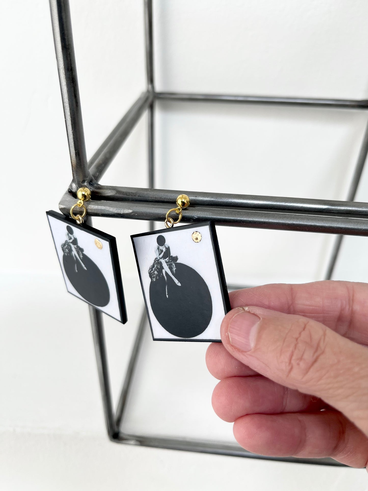László Moholy-Nagy art earrings in sustainable wood