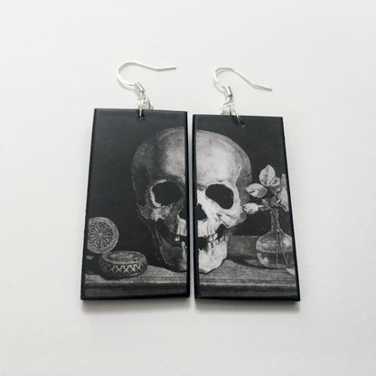 Museum-Inspired Sustainable Earrings Memento Mori art earrings Obljewellery