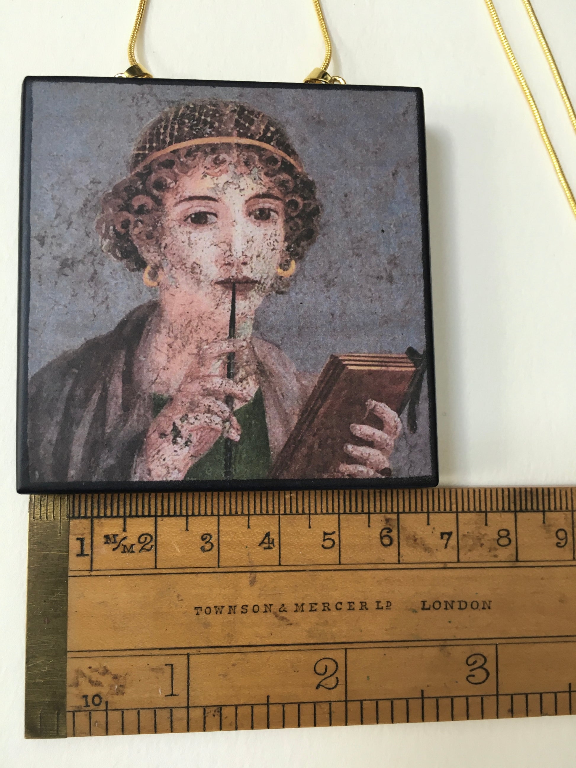 Museum-Inspired Sustainable Necklace Sappho necklace, portrait fresco from Pompeii Obljewellery