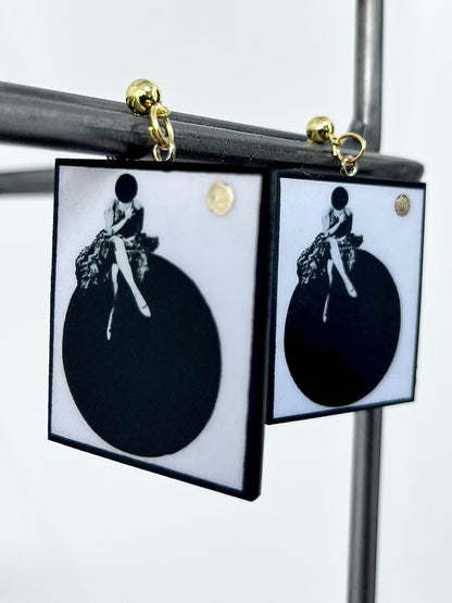 Museum-Inspired Sustainable Earrings Minimalist Bauhaus Wooden Drop Earrings - Sustainable Art Jewelry Obljewellery