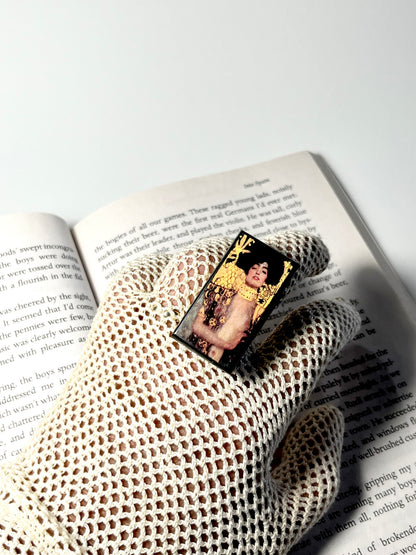 Museum-Inspired Sustainable Rings Judith and the Head of Holofernes, Gustav Klimt wood ring Obljewellery