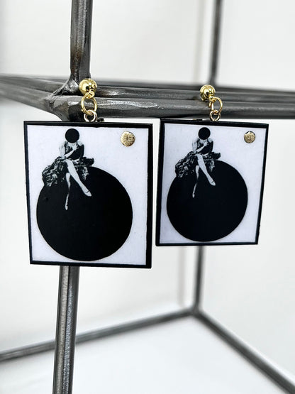 Museum-Inspired Sustainable Earrings Minimalist Bauhaus Wooden Drop Earrings - Sustainable Art Jewelry Obljewellery