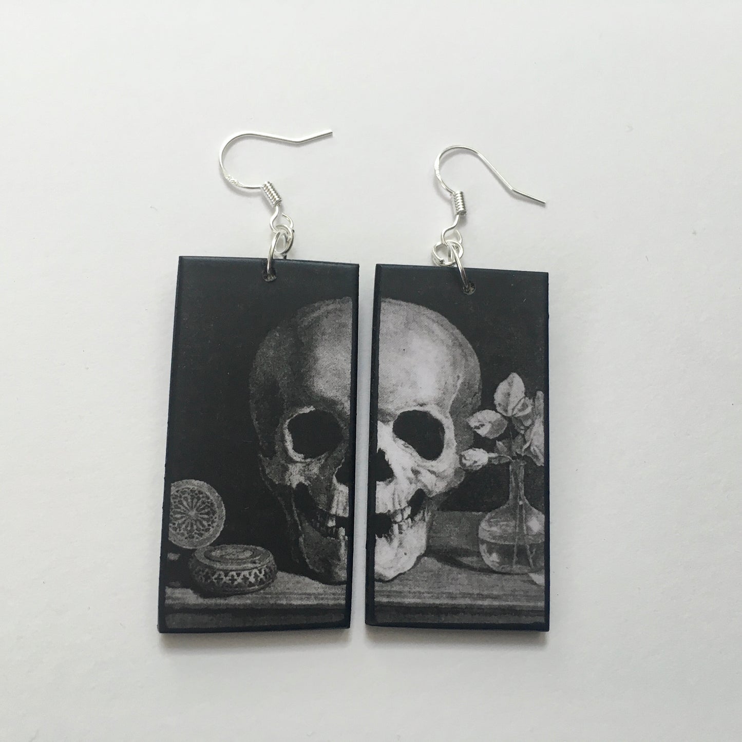Museum-Inspired Sustainable Earrings Memento Mori art earrings Obljewellery