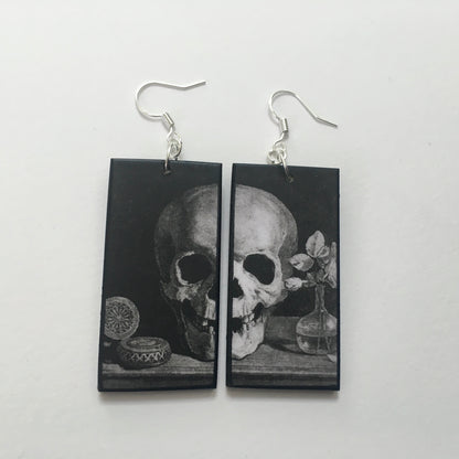 Museum-Inspired Sustainable Earrings Memento Mori art earrings Obljewellery