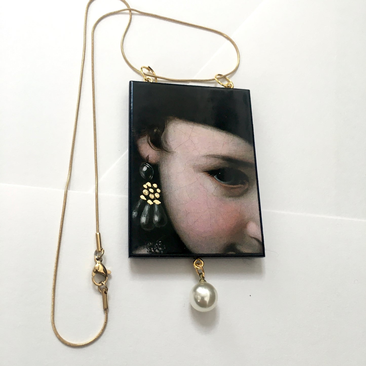 Museum-Inspired Sustainable Necklace Baroque Italian art necklace with pearl Obljewellery