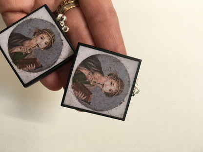 Museum-Inspired Sustainable Earrings Sappho Pompeii fresco earrings Obljewellery