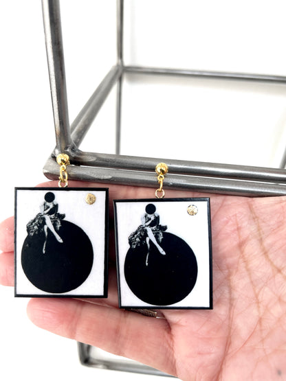 Museum-Inspired Sustainable Earrings Minimalist Bauhaus Wooden Drop Earrings - Sustainable Art Jewelry Obljewellery