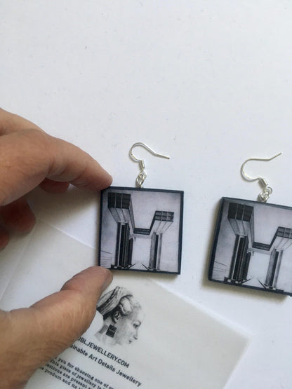 Museum-Inspired Sustainable Earrings El Lissitzky architecture earrings Obljewellery