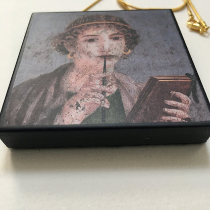 Museum-Inspired Sustainable Necklace Sappho necklace, portrait fresco from Pompeii Obljewellery