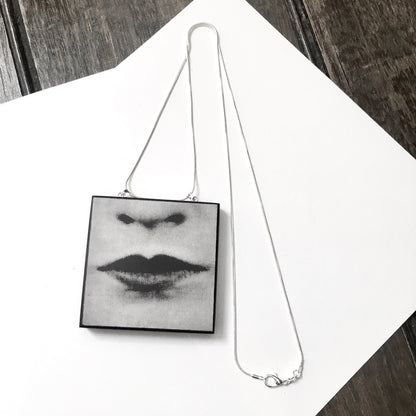 Museum-Inspired Sustainable Necklace Lips Pop art necklace Obljewellery
