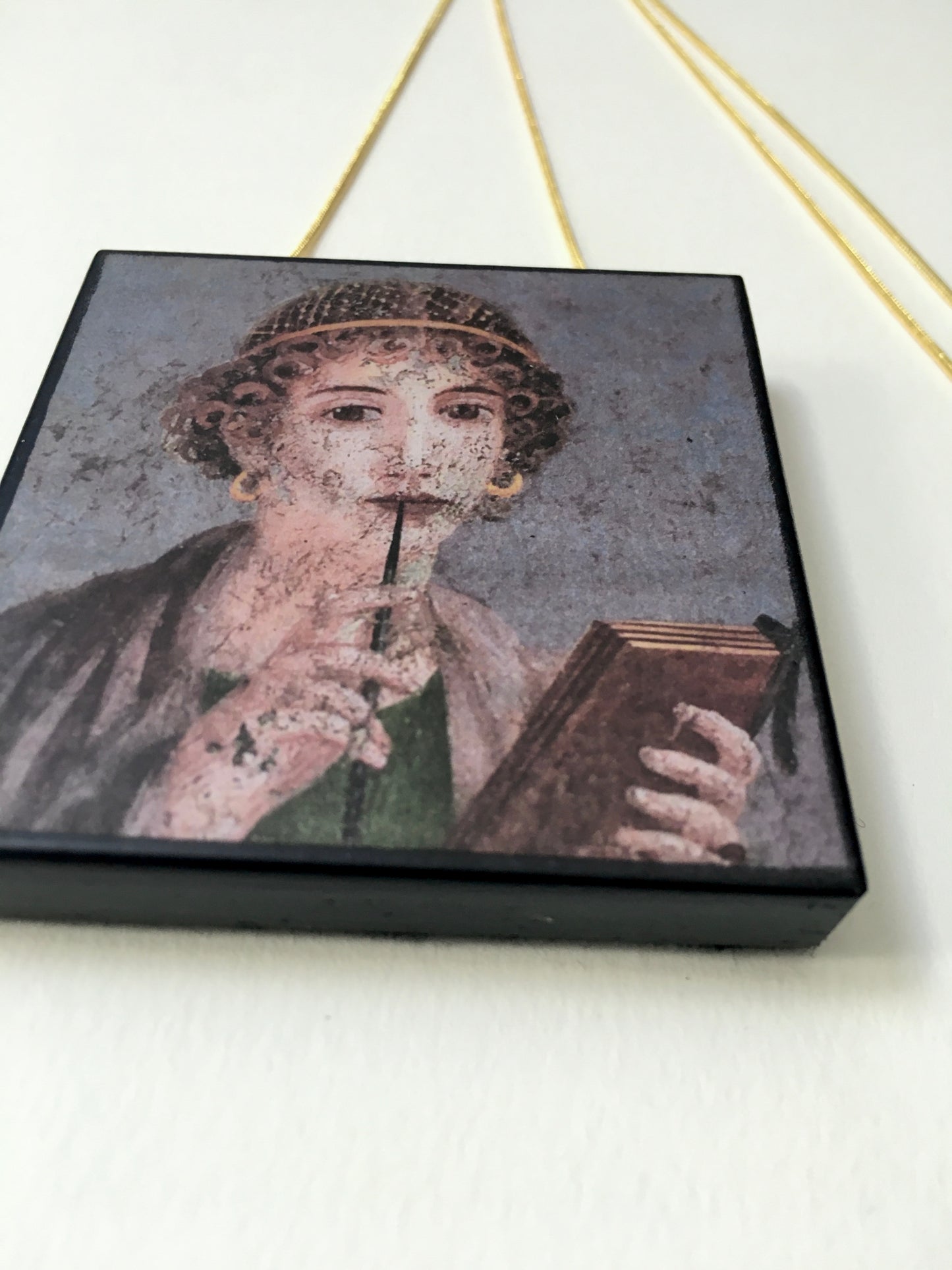 Museum-Inspired Sustainable Necklace Sappho necklace, portrait fresco from Pompeii Obljewellery