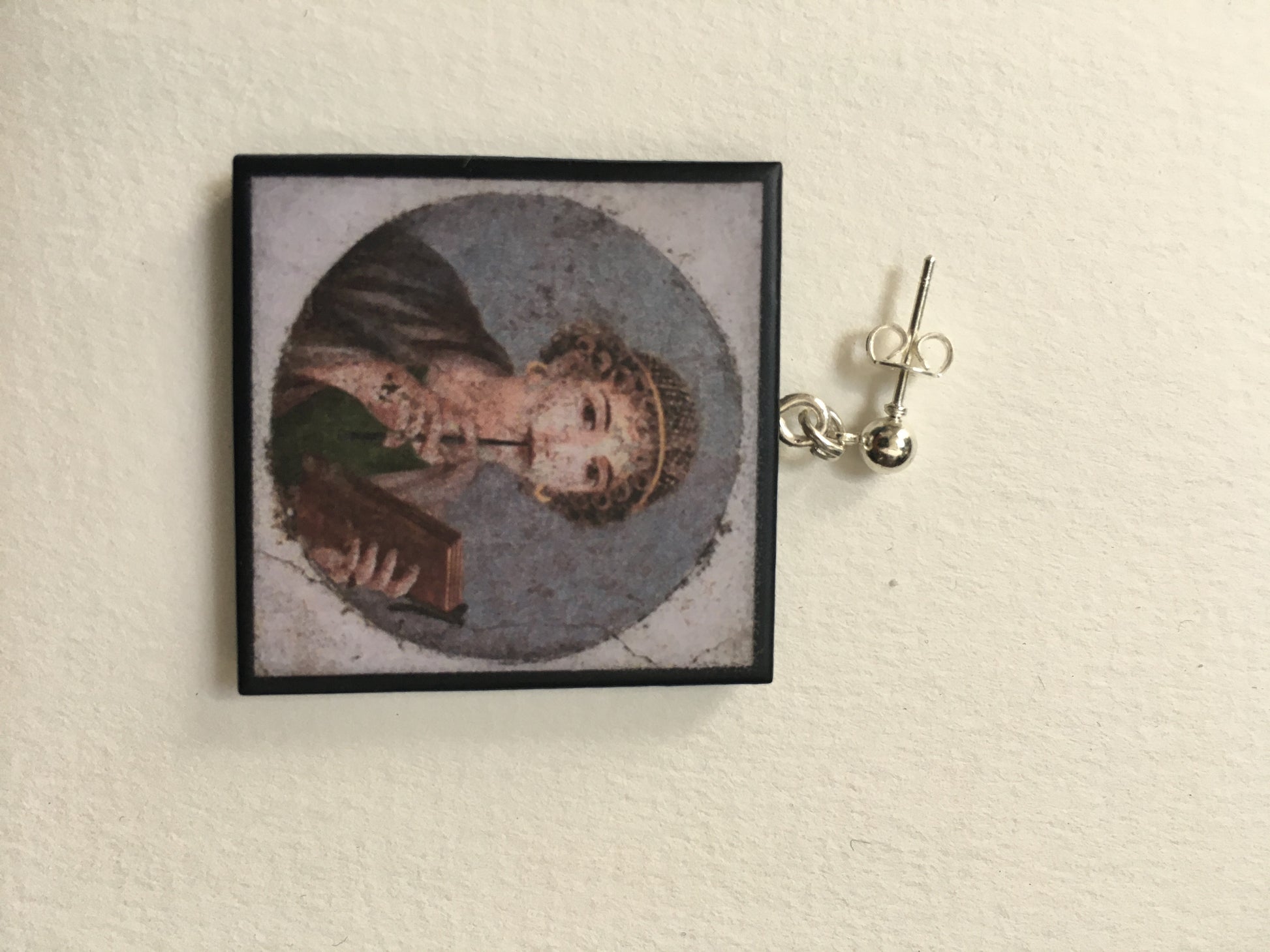 Museum-Inspired Sustainable Earrings Sappho Pompeii fresco earrings Obljewellery