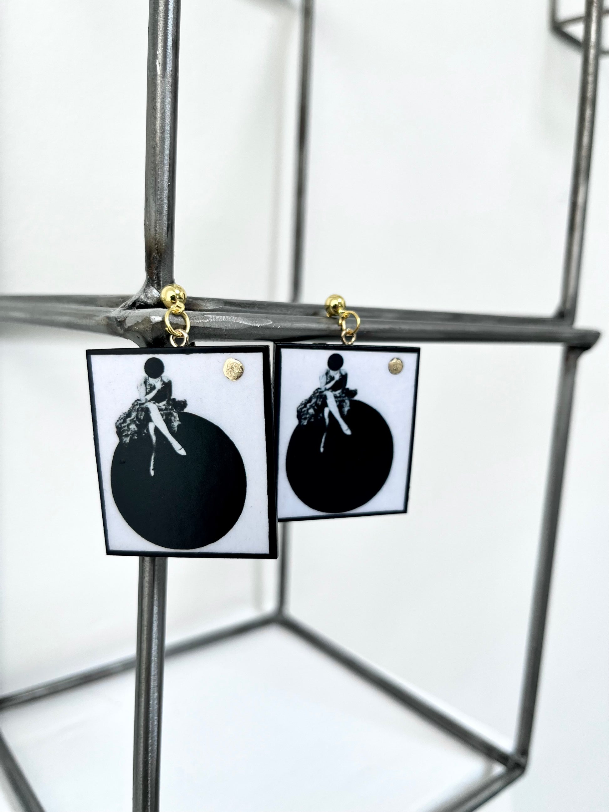 Museum-Inspired Sustainable Earrings Minimalist Bauhaus Wooden Drop Earrings - Sustainable Art Jewelry Obljewellery