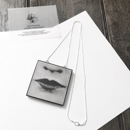 Museum-Inspired Sustainable Necklace Lips Pop art necklace Obljewellery