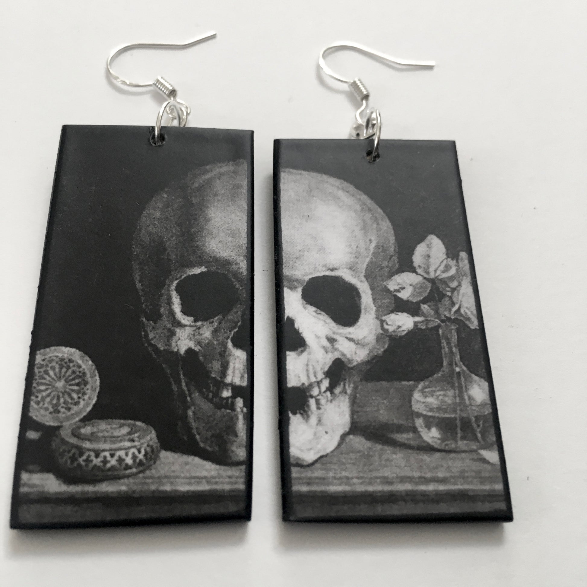 Museum-Inspired Sustainable Earrings Memento Mori art earrings Obljewellery