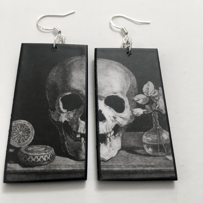 Museum-Inspired Sustainable Earrings Memento Mori art earrings Obljewellery