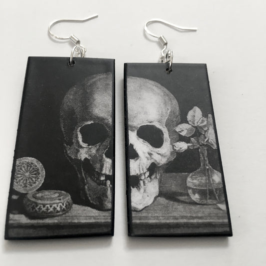 Museum-Inspired Sustainable Earrings Memento Mori art earrings Obljewellery