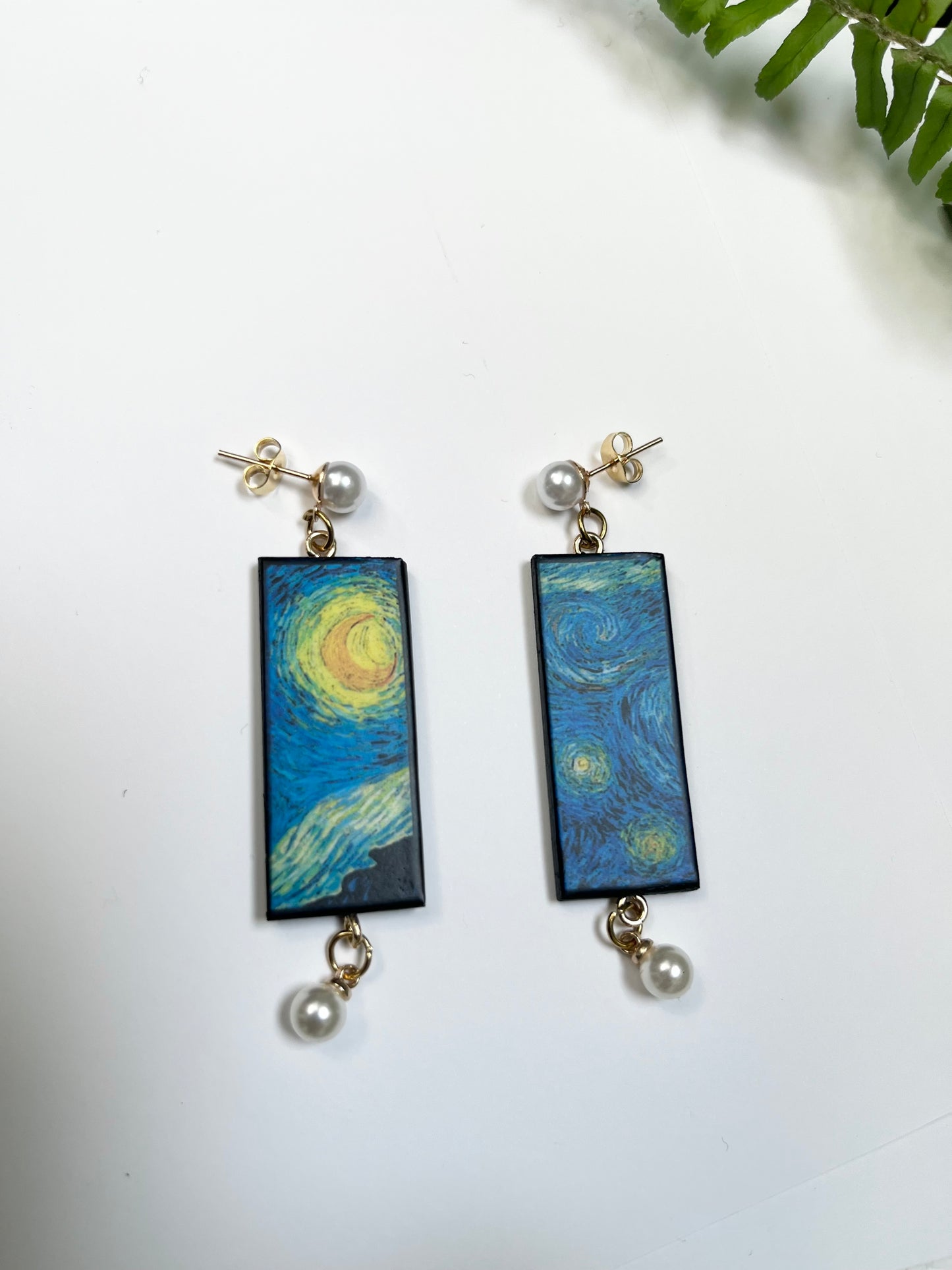 Museum-Inspired Sustainable Earrings Van Gogh|StarryNight|sustainable wood earrings obljewellery