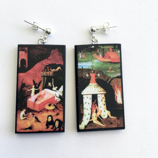 Museum-Inspired Sustainable Earrings Hieronymus Bosch art earrings Obljewellery