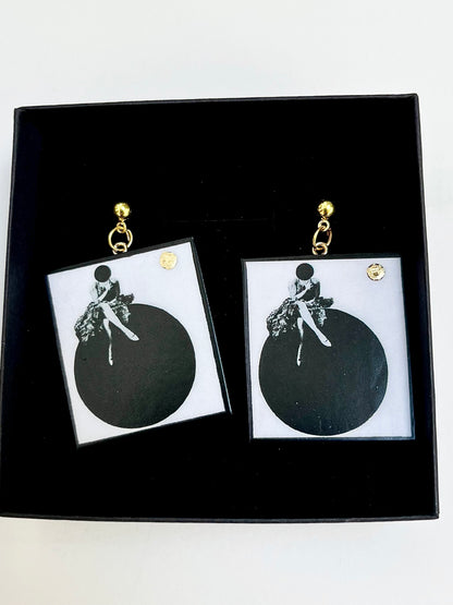 Museum-Inspired Sustainable Earrings Minimalist Bauhaus Wooden Drop Earrings - Sustainable Art Jewelry Obljewellery