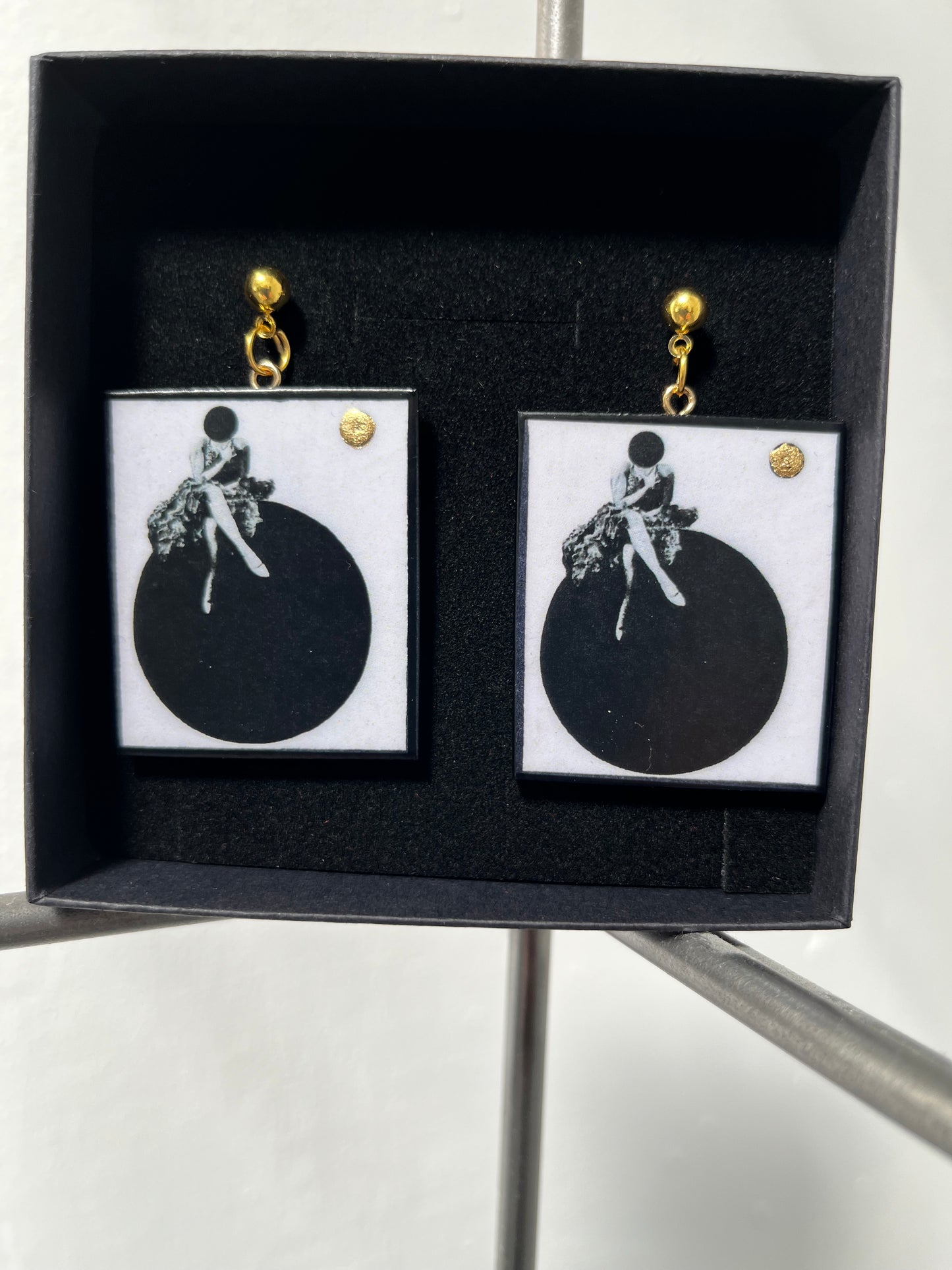 László Moholy-Nagy art earrings in sustainable wood