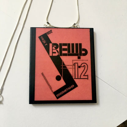 Museum-Inspired Sustainable Necklace El Lissitzky, Object magazine cover necklace pendant Obljewellery