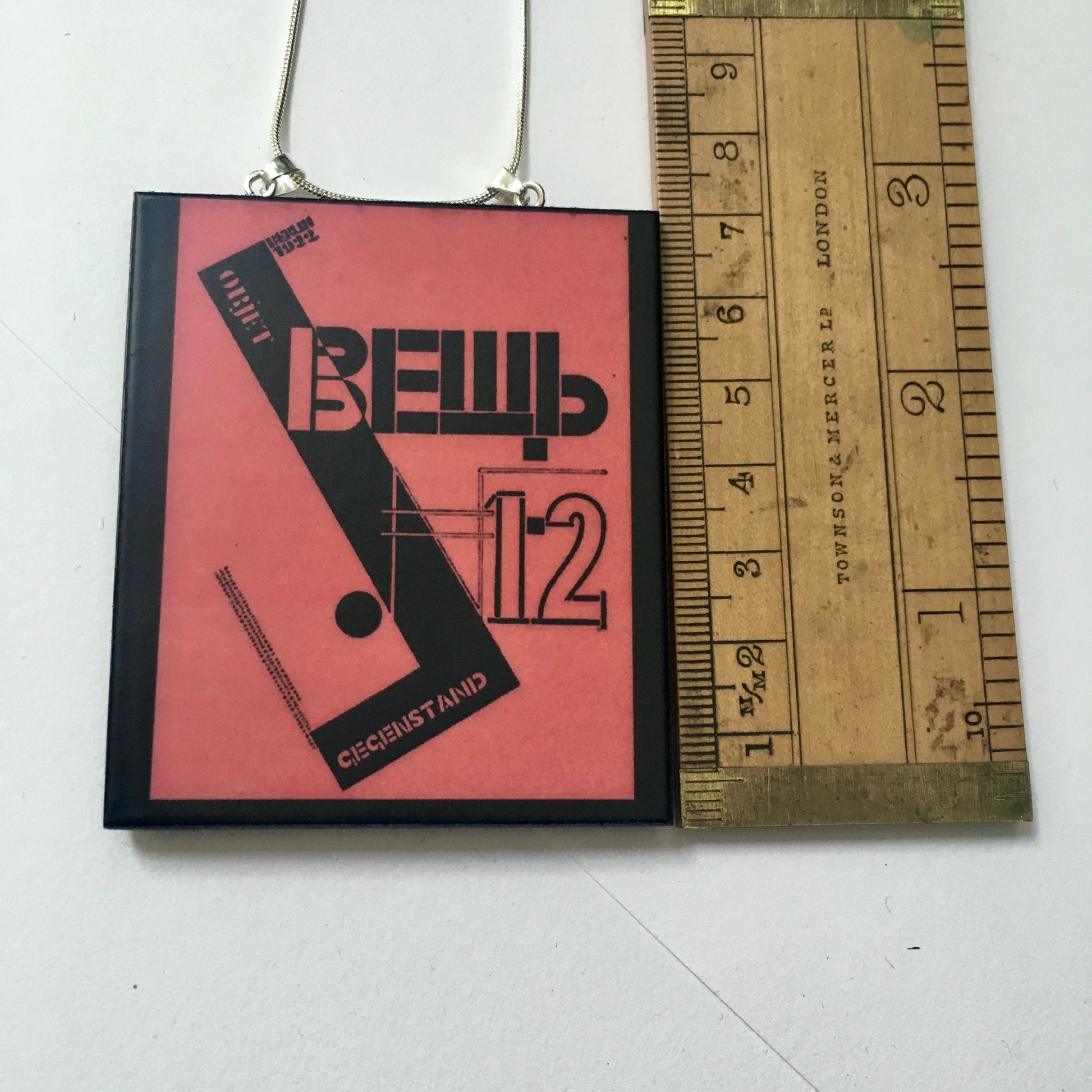 Museum-Inspired Sustainable Necklace El Lissitzky, Object magazine cover necklace pendant Obljewellery