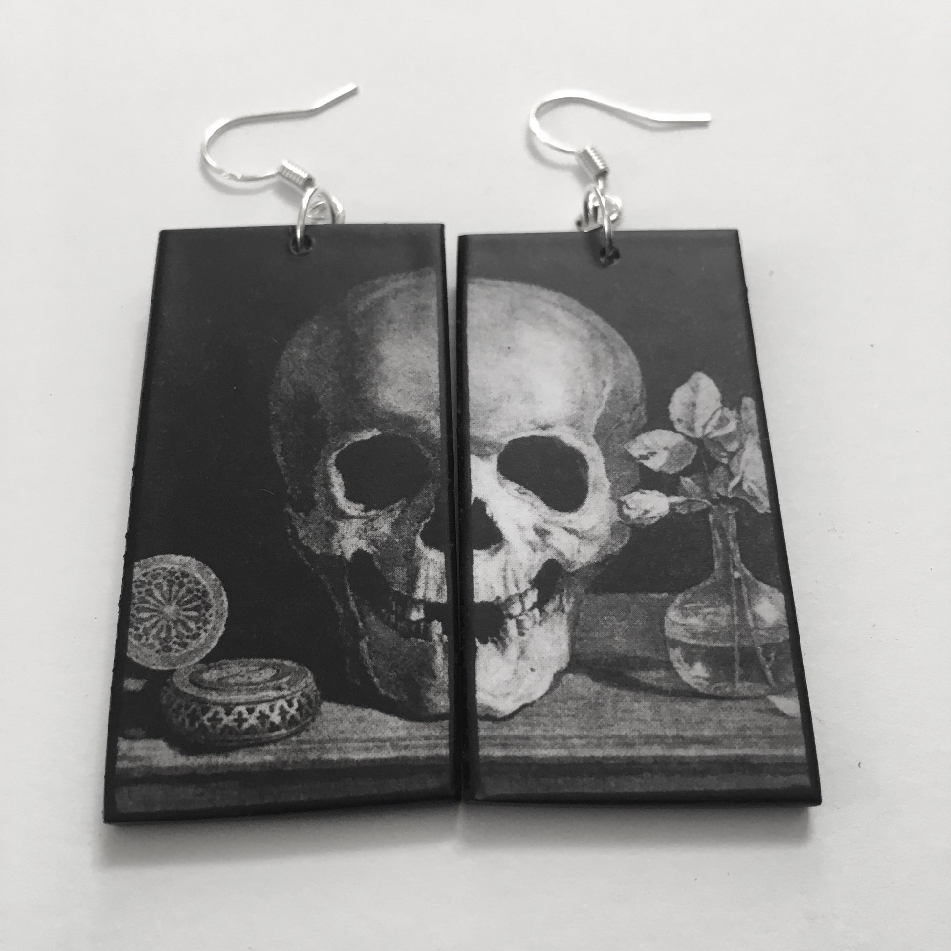 Museum-Inspired Sustainable Earrings Memento Mori art earrings Obljewellery