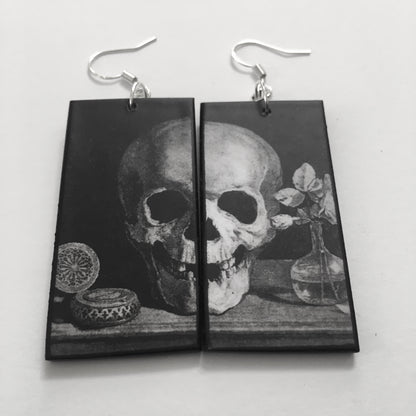 Museum-Inspired Sustainable Earrings Memento Mori art earrings Obljewellery