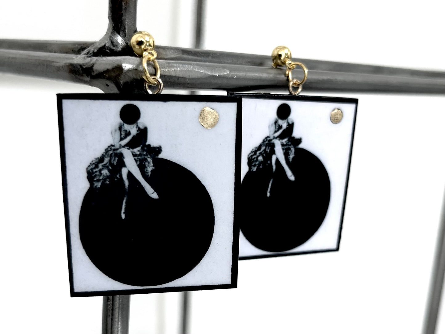 László Moholy-Nagy art earrings in sustainable wood