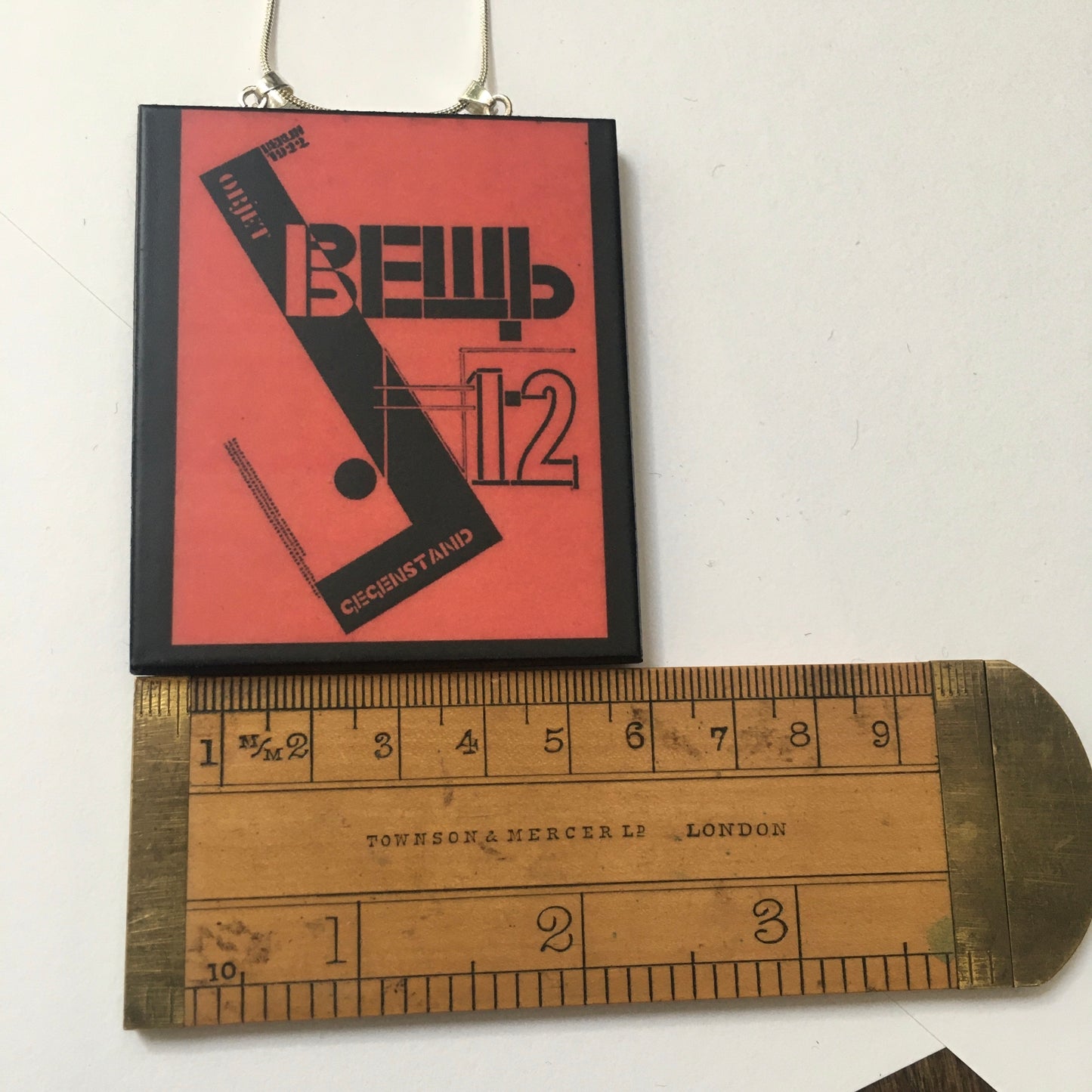 Museum-Inspired Sustainable Necklace El Lissitzky, Object magazine cover necklace pendant Obljewellery